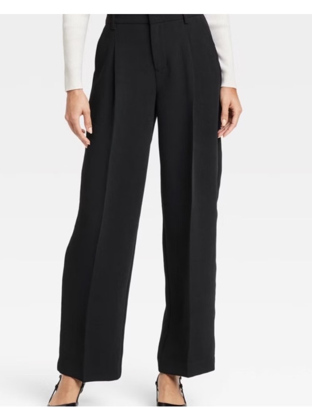 Target Women's Black Wide-Leg Pleated Trousers